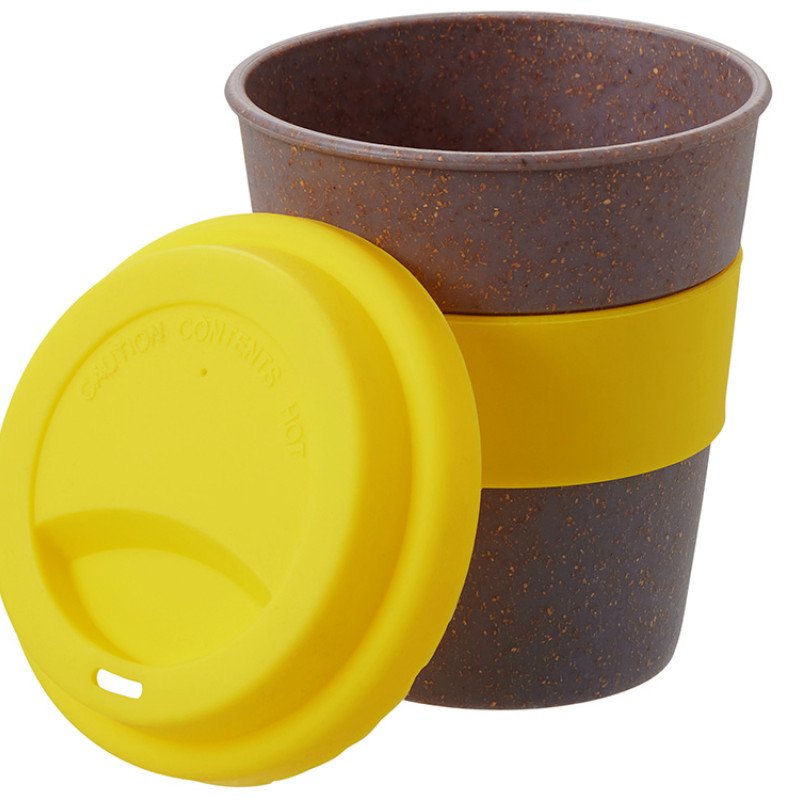 Стакан с силиконовой крышкой "Cafe", желтый