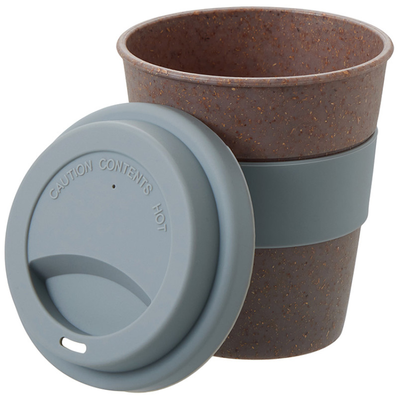 Стакан с силиконовой крышкой "Cafe", серый