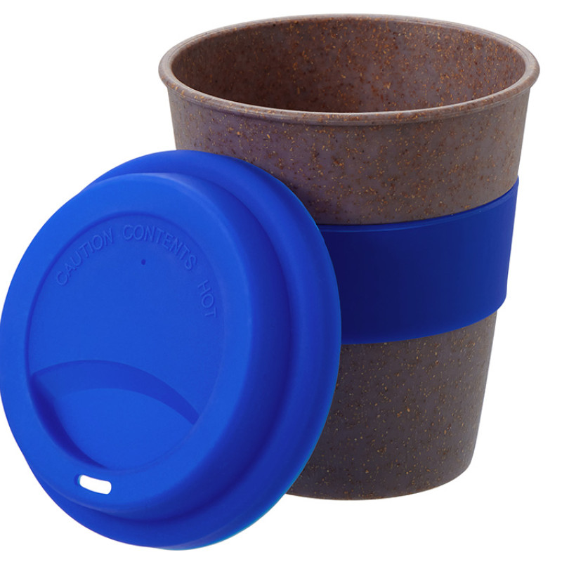 Стакан с силиконовой крышкой "Cafe", темно-синий