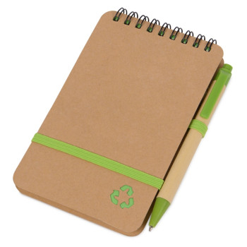 Набор канцелярский с блокнотом и ручкой "Masai", 70 л. нелинованных, зеленое яблоко