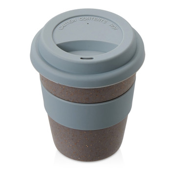 Стакан с силиконовой крышкой "Cafe", серый