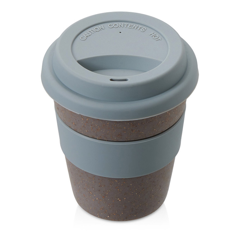 Стакан с силиконовой крышкой "Cafe", серый