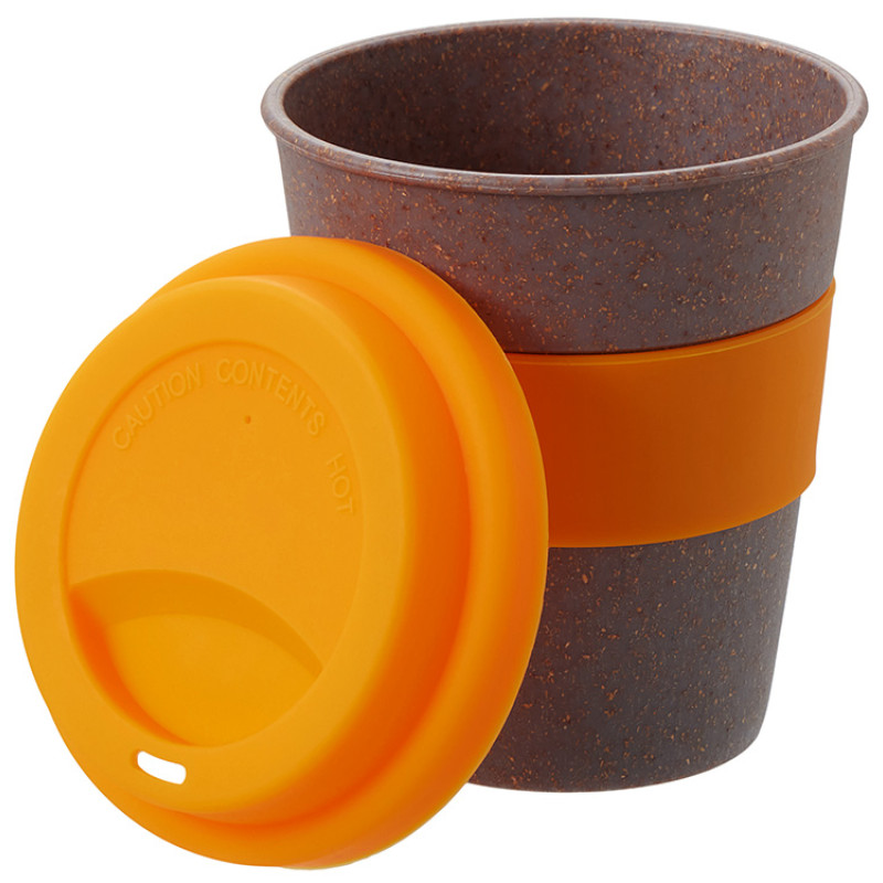 Стакан с силиконовой крышкой "Cafe", оранжевый