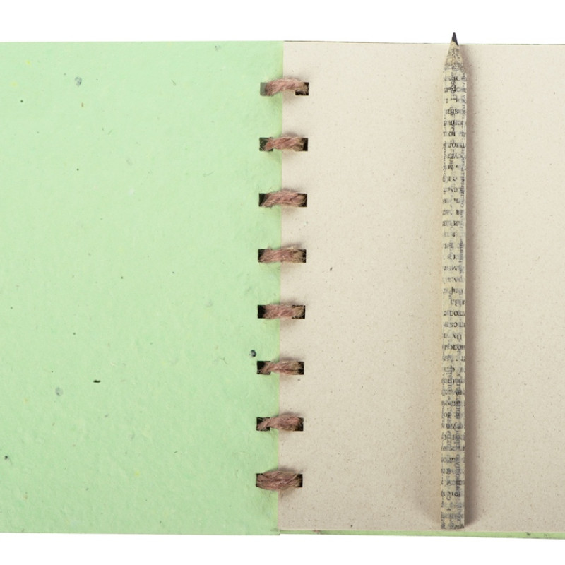 Живой блокнот с семенами цветов, А6, зеленое яблоко