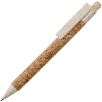 Ручка из пробки и переработанной пшеницы шариковая "Mira", пробка/бежевый