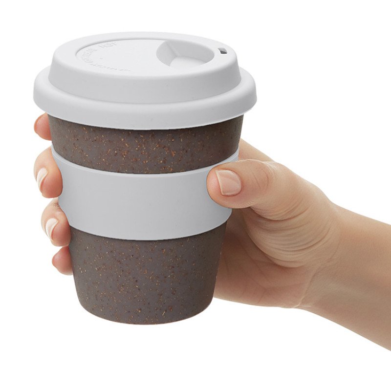 Стакан с силиконовой крышкой "Cafe", белый