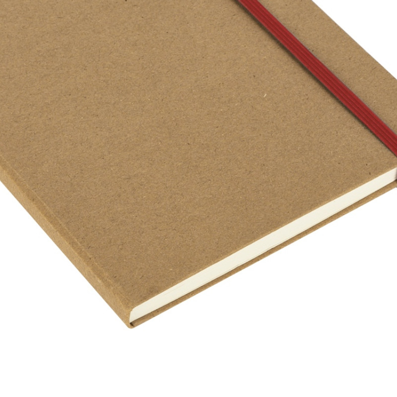 Блокнот "Sevilia Hard", твердая обложка из крафта A5, 80 листов, крафтовый/красный