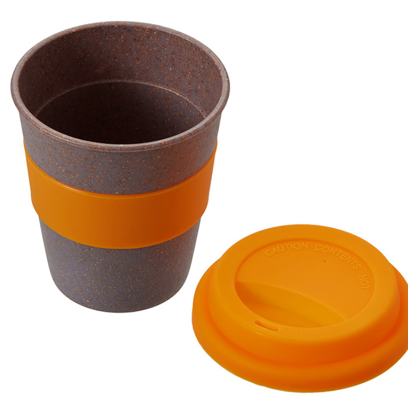 Стакан с силиконовой крышкой "Cafe", оранжевый