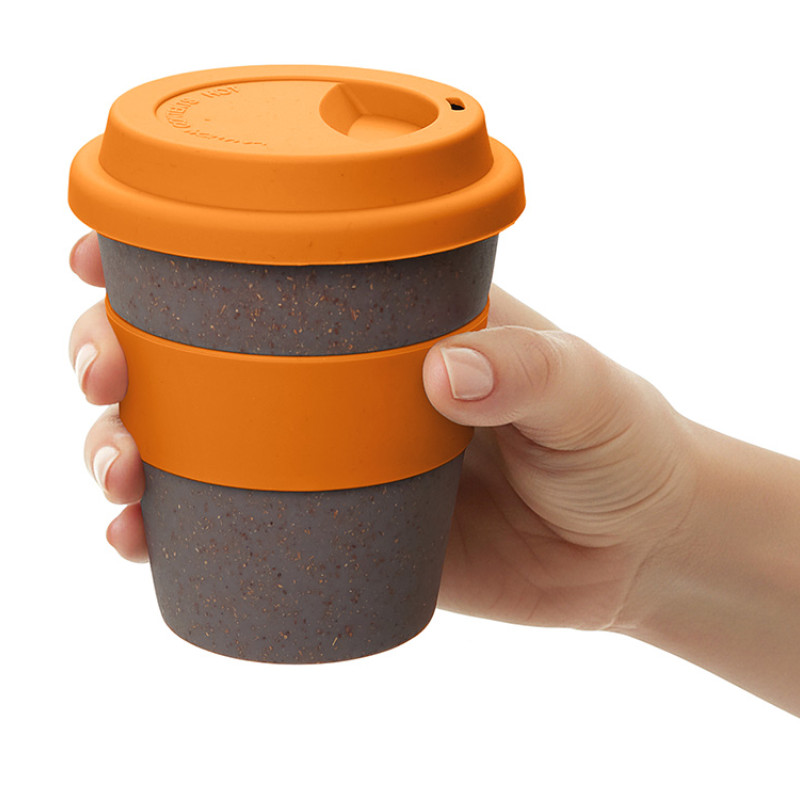 Стакан с силиконовой крышкой "Cafe", оранжевый