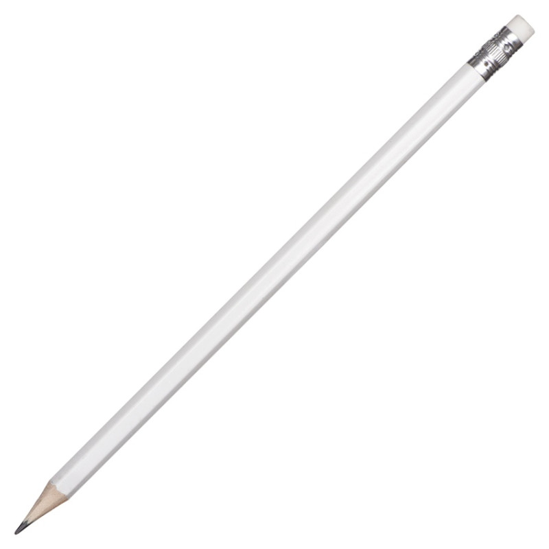 Шестигранный карандаш с ластиком "Presto", белый