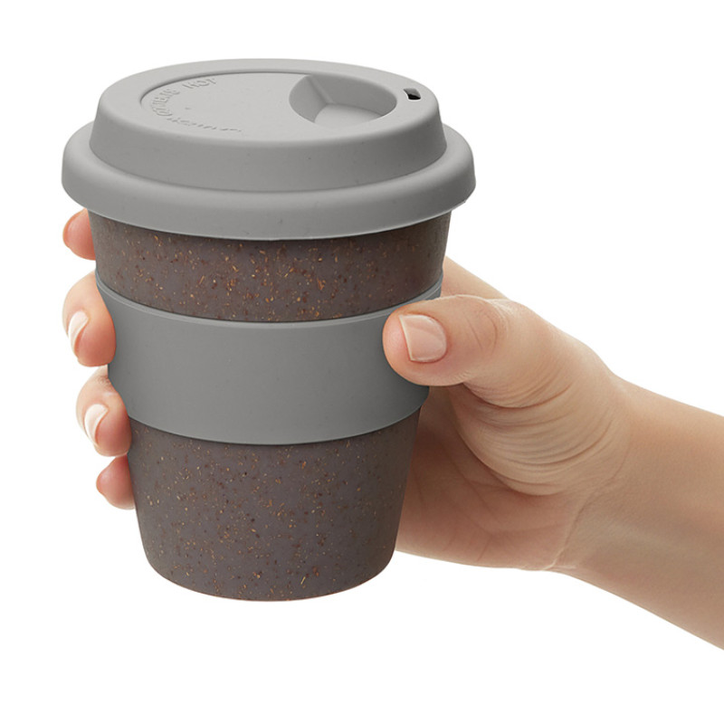 Стакан с силиконовой крышкой "Cafe", серый