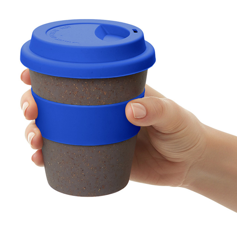 Стакан с силиконовой крышкой "Cafe", темно-синий