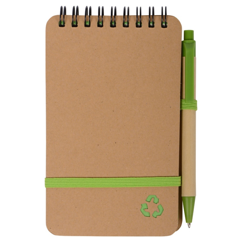 Набор канцелярский с блокнотом и ручкой "Masai", 70 л. нелинованных, зеленое яблоко