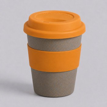 Стакан с силиконовой крышкой "Cafe", оранжевый