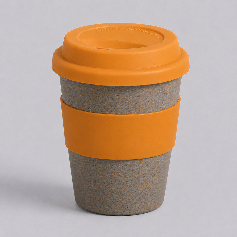 Стакан с силиконовой крышкой "Cafe", оранжевый Стакан с силиконовой крышкой "Cafe", оранжевый