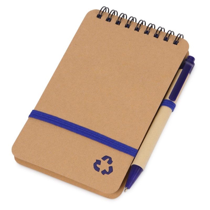 Набор канцелярский с блокнотом и ручкой "Masai", 70 л. нелинованных, синий