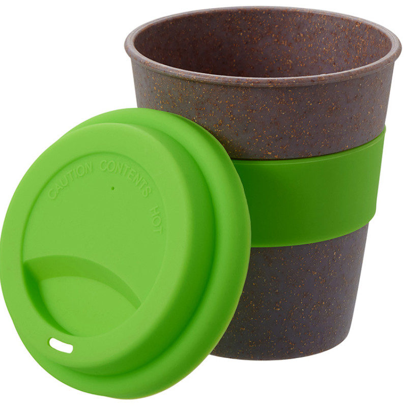 Стакан с силиконовой крышкой "Cafe", зеленое яблоко