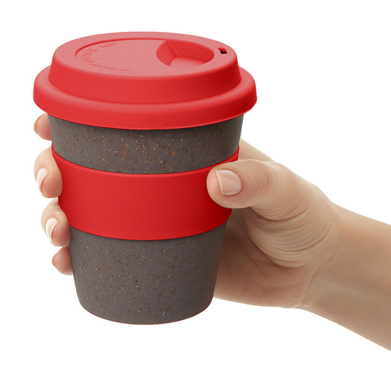 Стакан с силиконовой крышкой "Cafe", красный