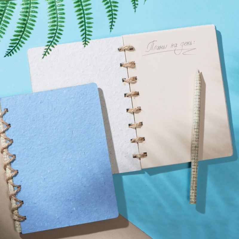 Живой блокнот с семенами цветов, А6, синий