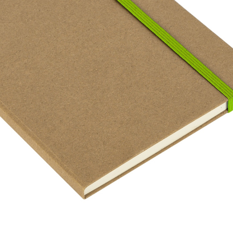 Блокнот "Sevilia Hard", твердая обложка из крафта A5, 80 листов, крафтовый/зеленое яблоко