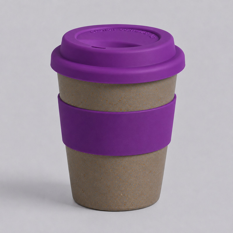 Стакан с силиконовой крышкой "Cafe", фиолетовый Стакан с силиконовой крышкой "Cafe", фиолетовый