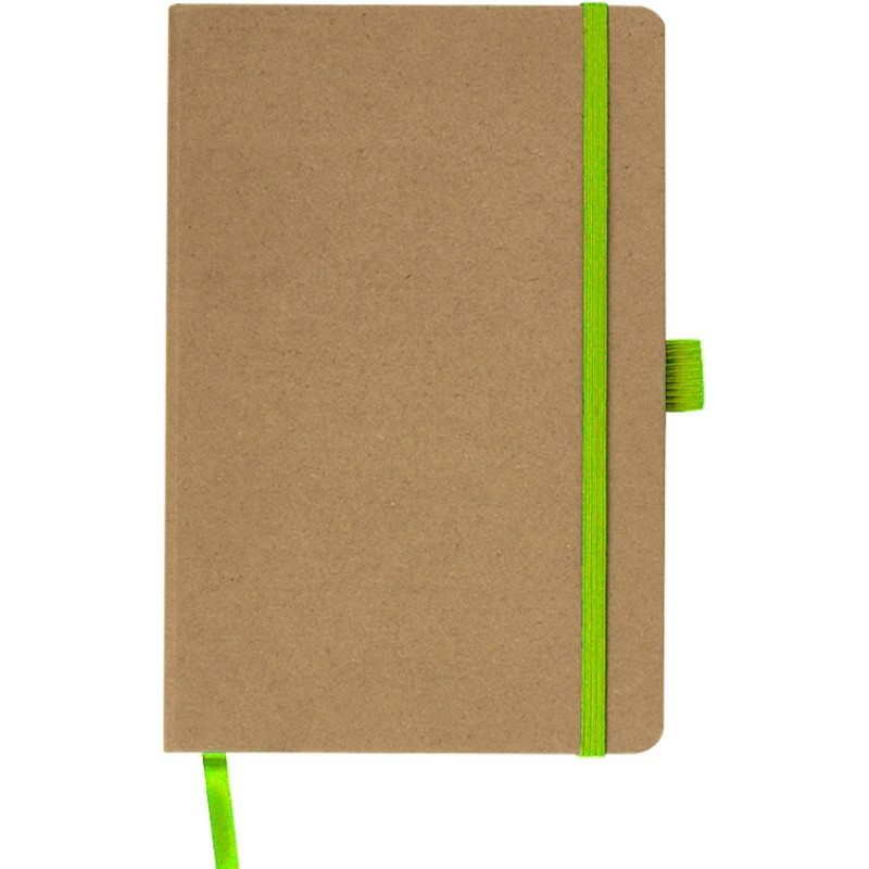Блокнот "Sevilia Hard", твердая обложка из крафта A5, 80 листов, крафтовый/зеленое яблоко