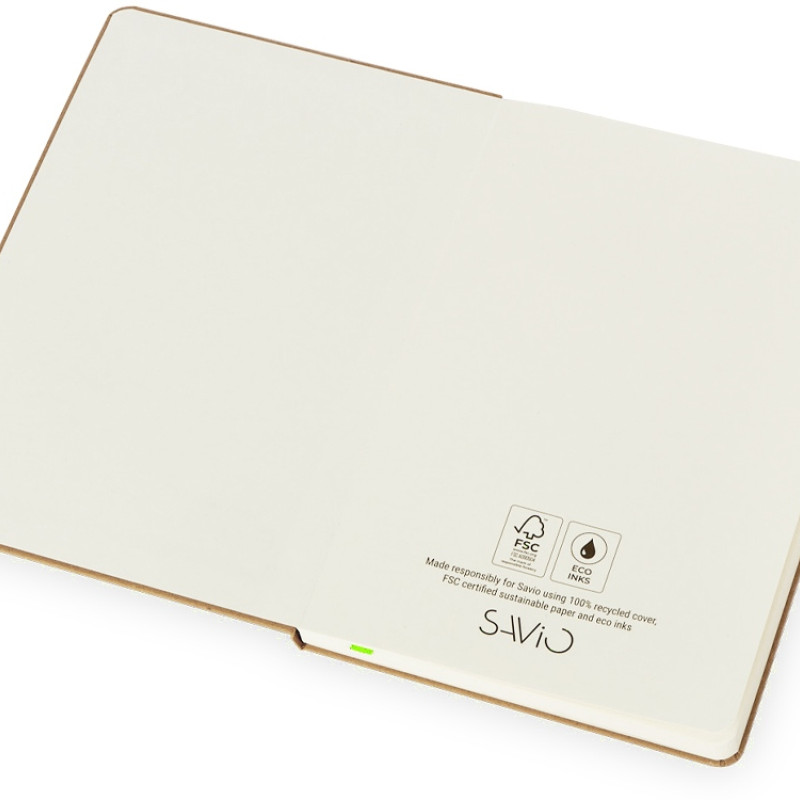 Блокнот "Sevilia Hard", твердая обложка из крафта A5, 80 листов, крафтовый/зеленое яблоко