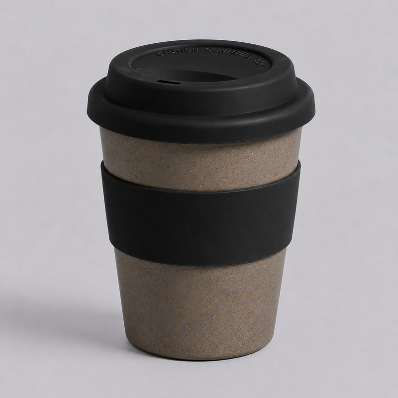 Стакан с силиконовой крышкой "Cafe", черный Стакан с силиконовой крышкой "Cafe", черный