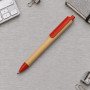 Ручка картонная пластиковая шариковая «Эко 2.0», бежевый/красный