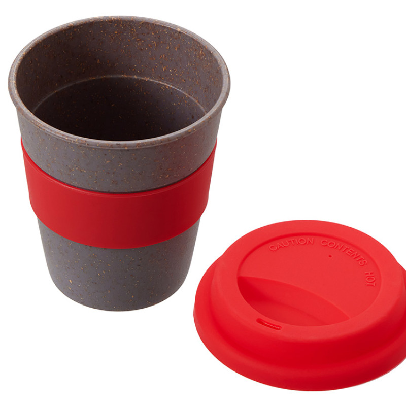 Стакан с силиконовой крышкой "Cafe", красный