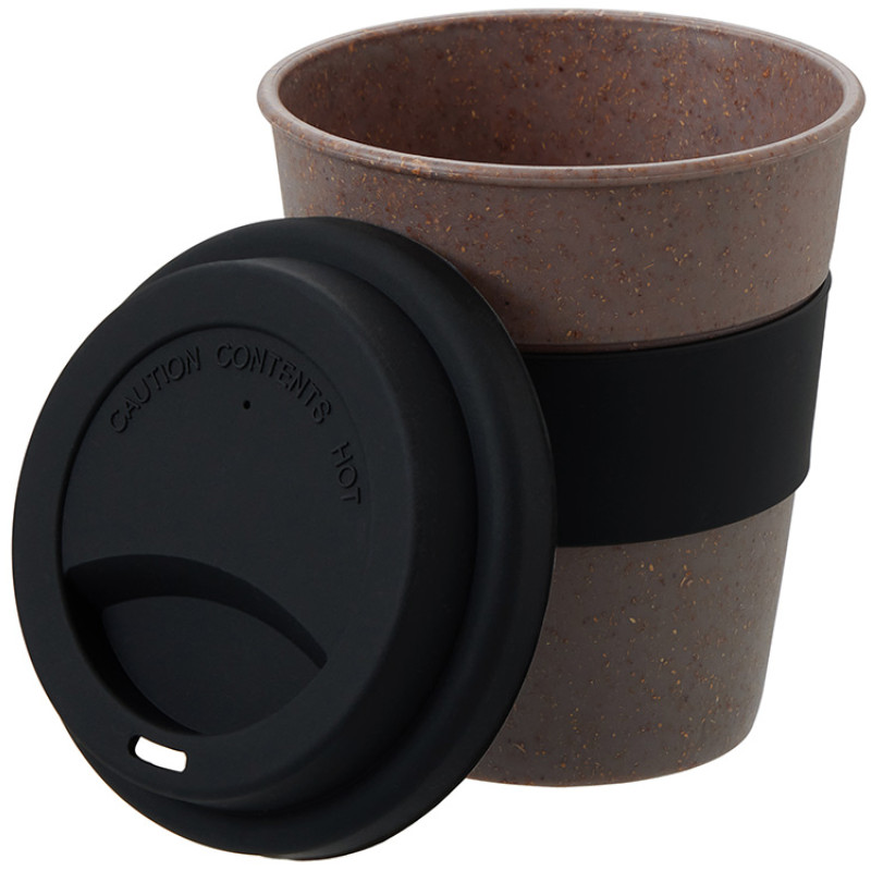 Стакан с силиконовой крышкой "Cafe", черный