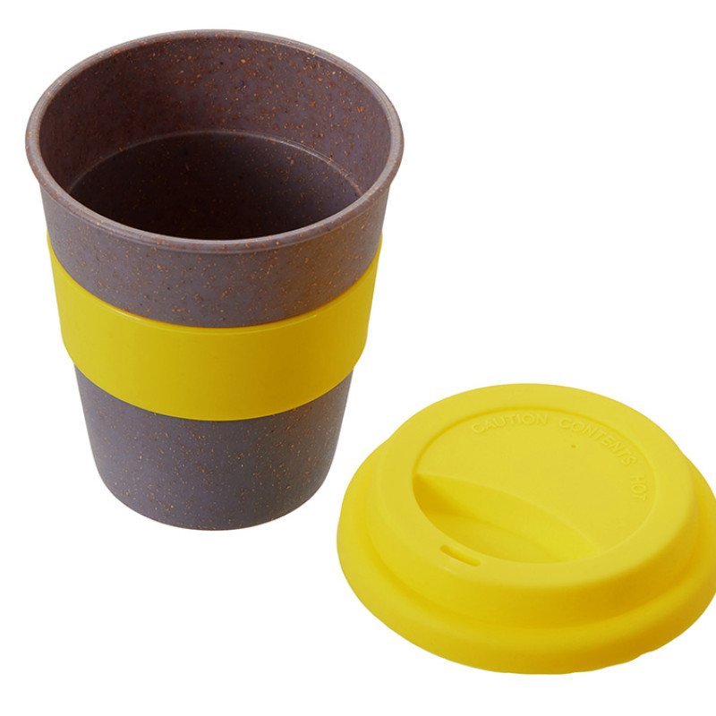 Стакан с силиконовой крышкой "Cafe", желтый