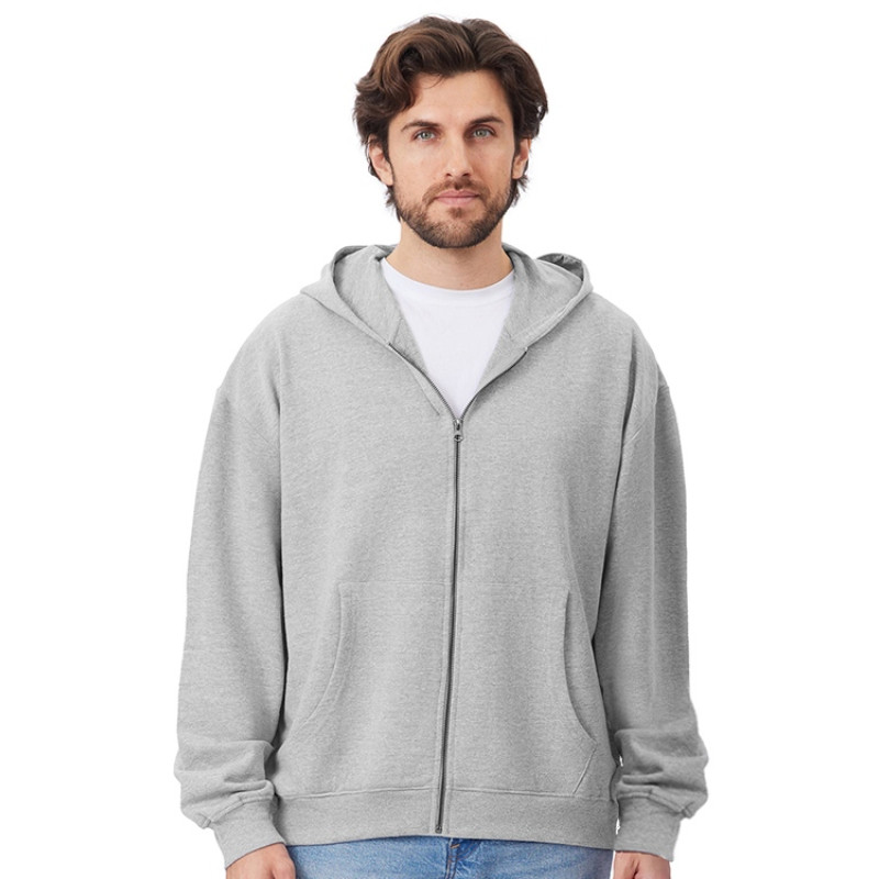 Толстовка оверсайз с капюшоном на молнии «Monaco», серый меланж