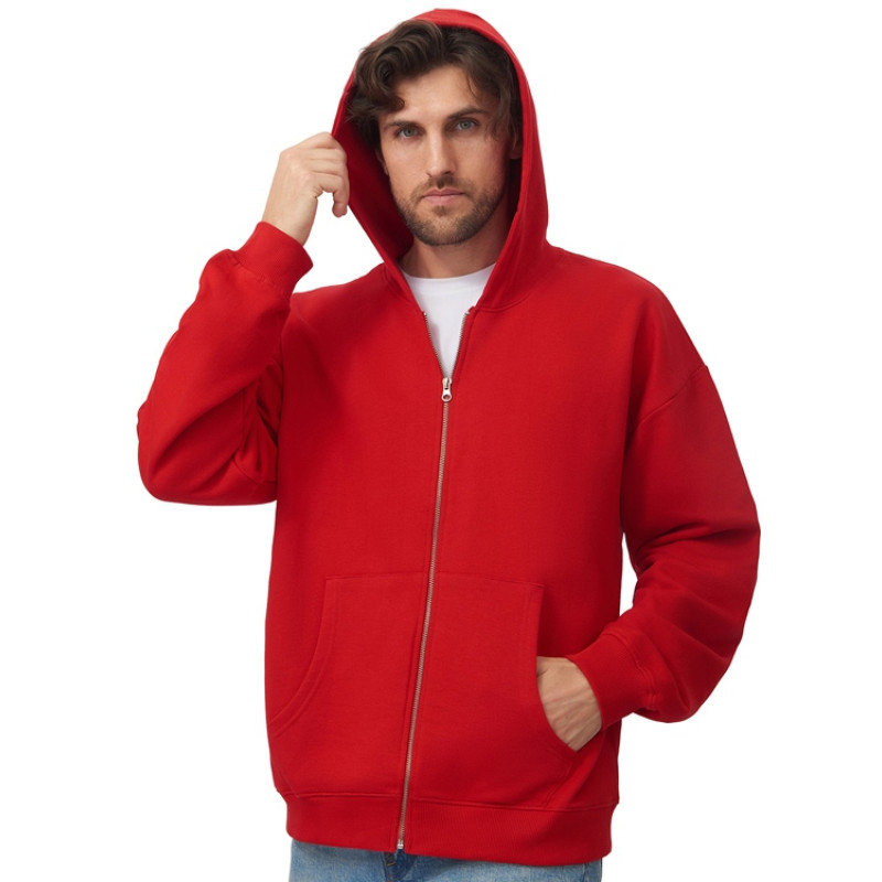 Толстовка оверсайз с капюшоном на молнии «Monaco», красный