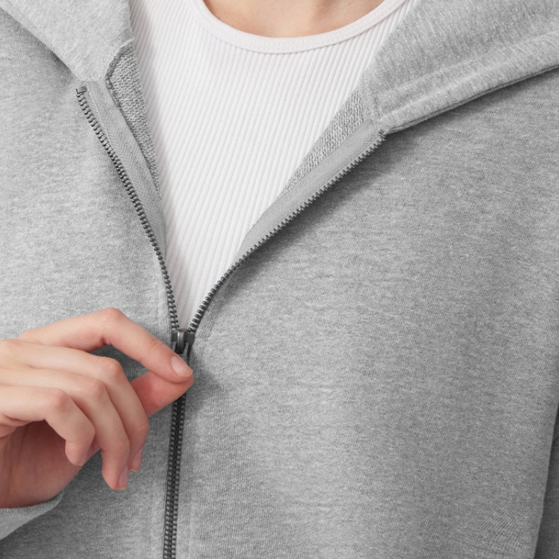 Толстовка оверсайз с капюшоном на молнии «Monaco», серый меланж