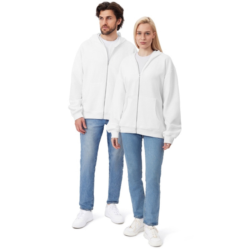 Толстовка оверсайз с капюшоном на молнии «Monaco», белый