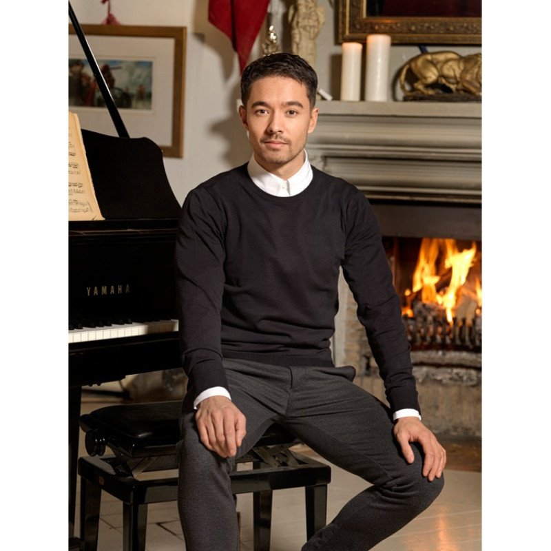 Мужской пуловер Merrit с круглым вырезом, черный