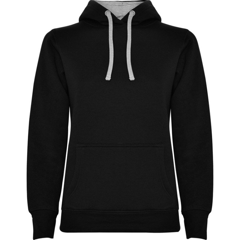 Толстовка с капюшоном "Urban" женская, черный/серый меланж