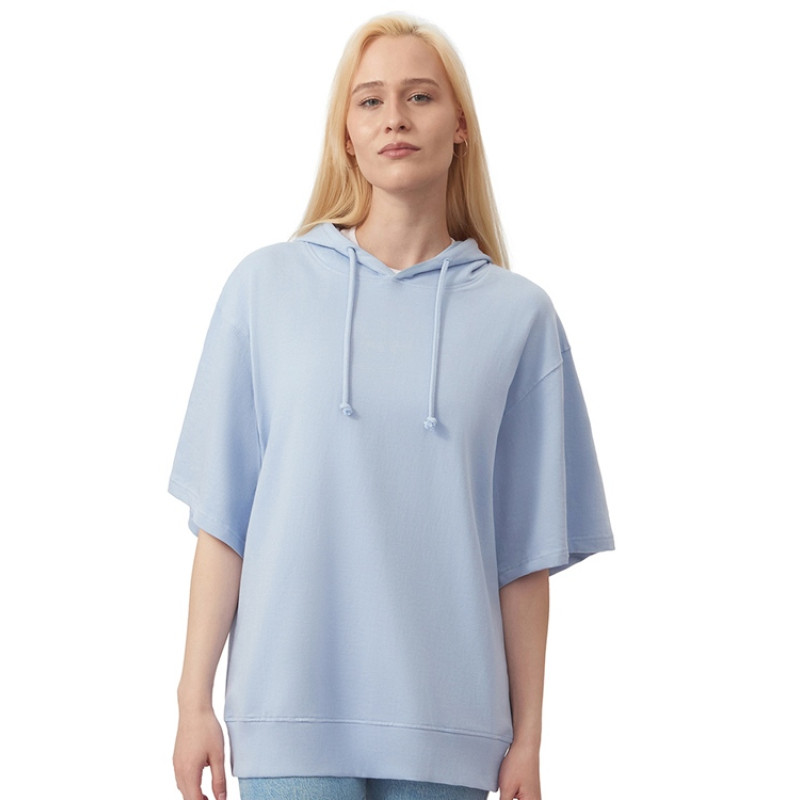 Худи оверсайз с коротким рукавом «Warsaw» унисекс, небесно-голубой Худи оверсайз с коротким рукавом «Warsaw» унисекс, небесно-голубой