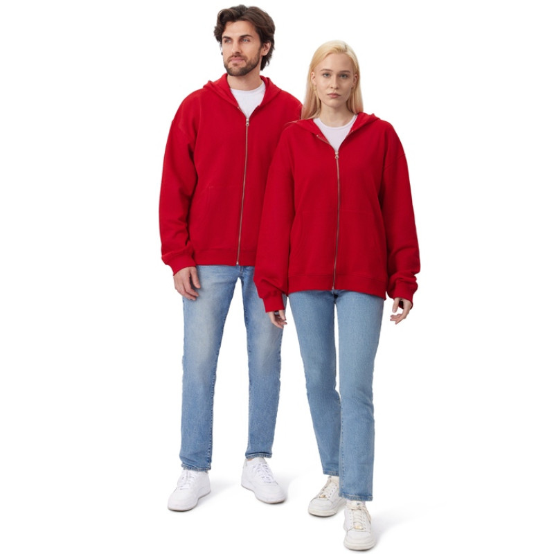 Толстовка оверсайз с капюшоном на молнии «Monaco», красный