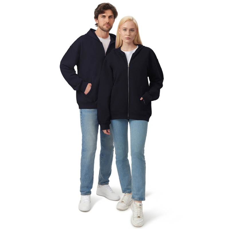 Толстовка оверсайз с капюшоном на молнии «Monaco», темно-синий