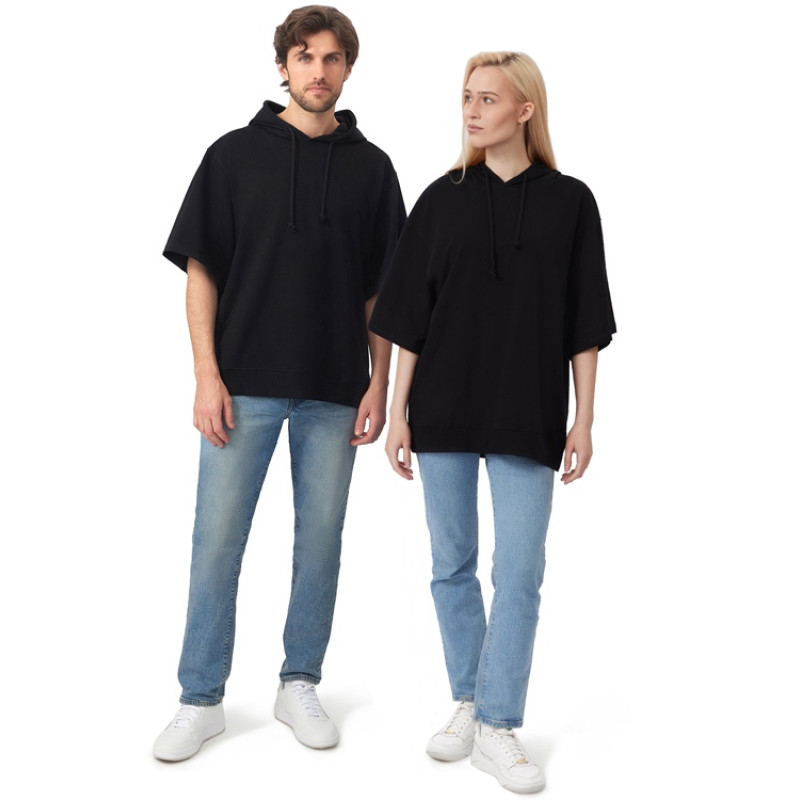 Худи оверсайз с коротким рукавом «Warsaw» унисекс, черный Худи оверсайз с коротким рукавом «Warsaw» унисекс, черный