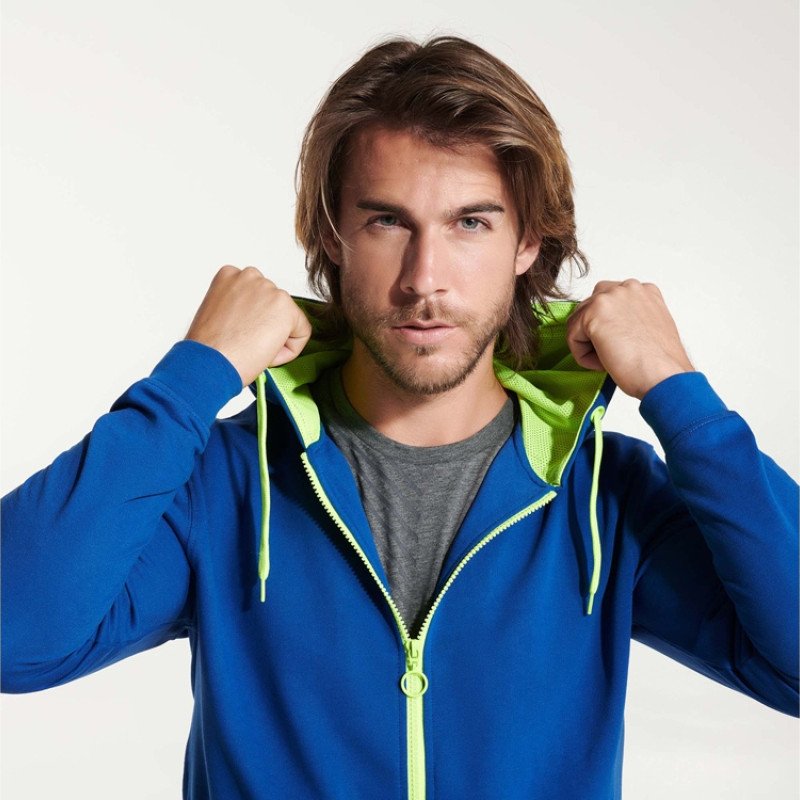 Толстовка на молнии "Fuji", королевский синий/неоновый желтый