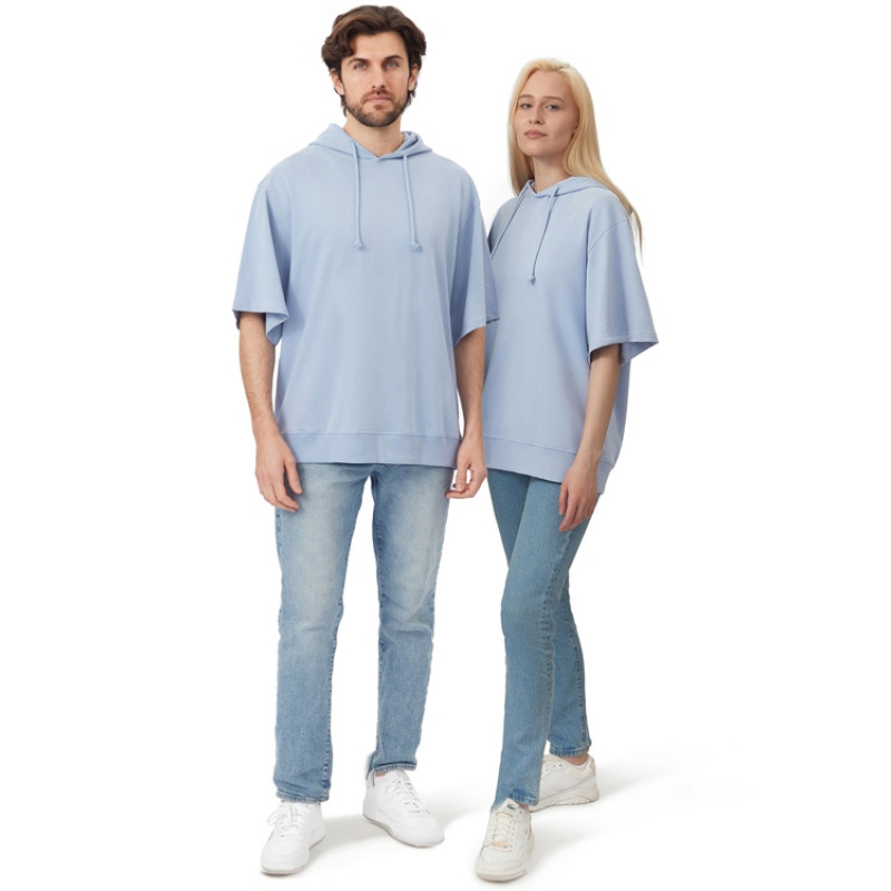 Худи оверсайз с коротким рукавом «Warsaw» унисекс, небесно-голубой Худи оверсайз с коротким рукавом «Warsaw» унисекс, небесно-голубой