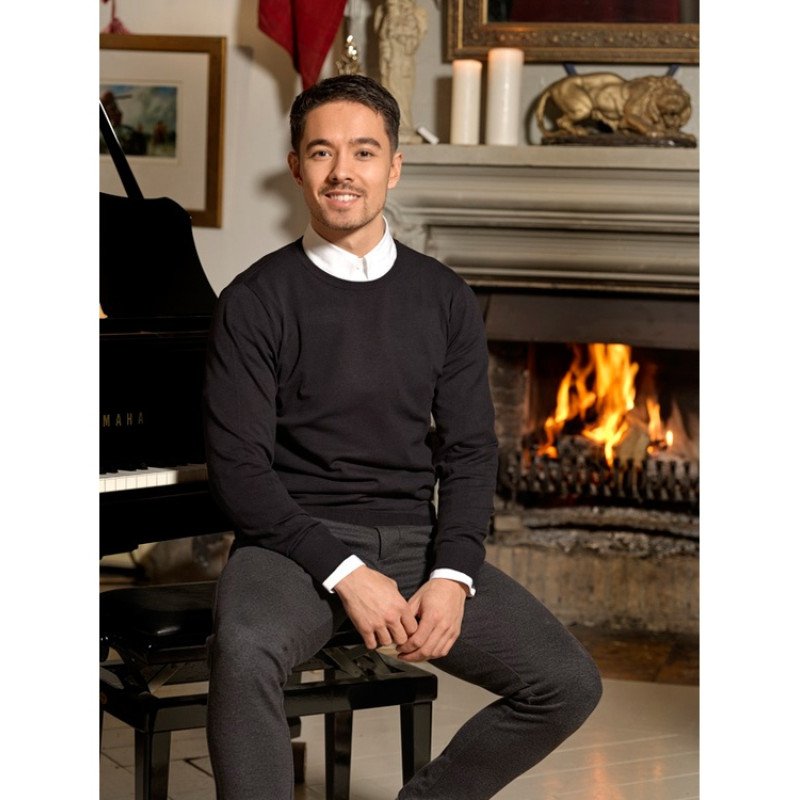 Мужской пуловер Merrit с круглым вырезом, черный