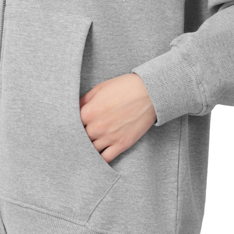 Толстовка оверсайз с капюшоном на молнии «Monaco», серый меланж