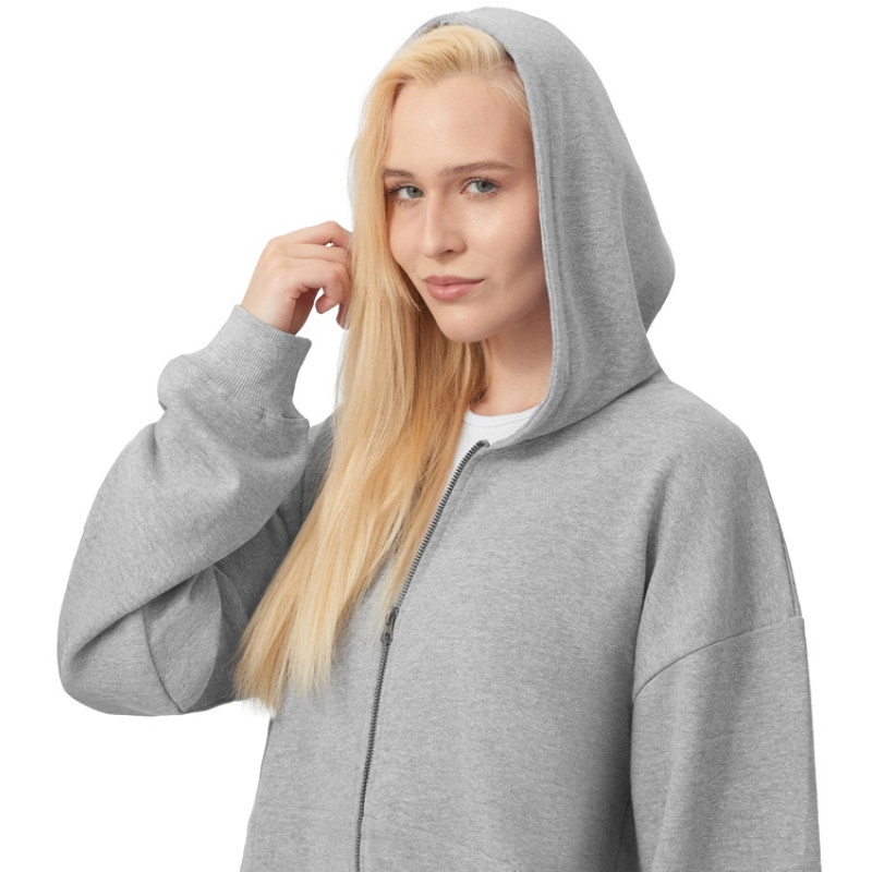 Толстовка оверсайз с капюшоном на молнии «Monaco», серый меланж