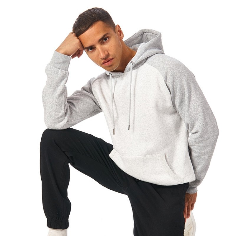 Толстовка с капюшоном «Dublin» мужская, серый меланж/белый меланж