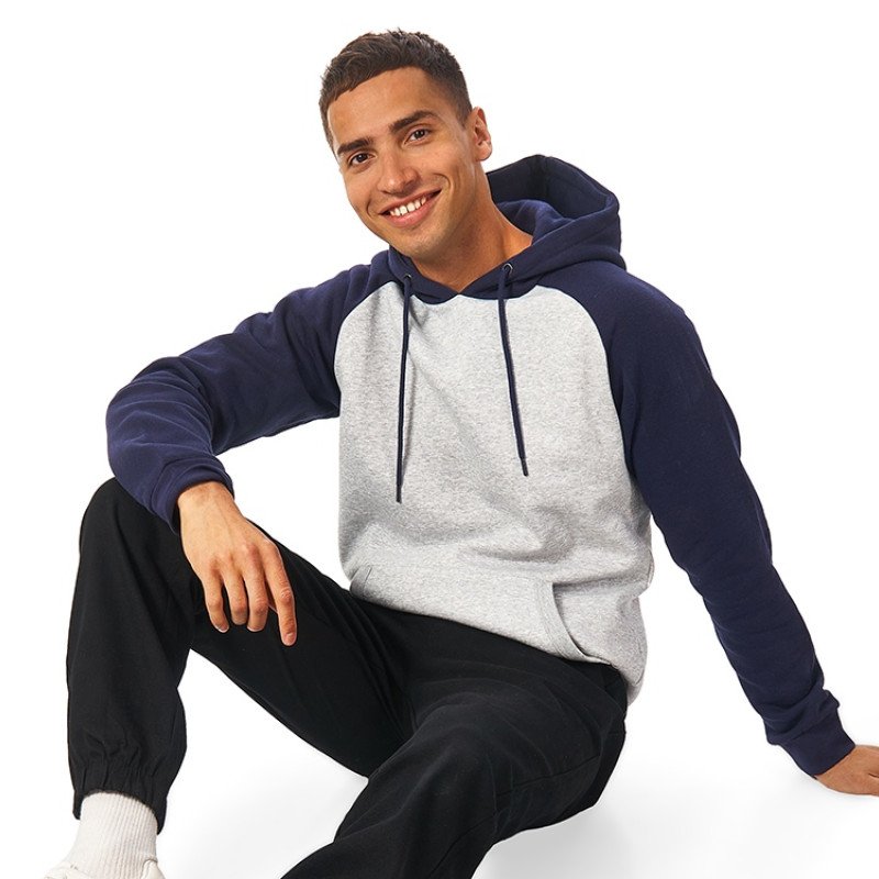 Толстовка с капюшоном «Dublin» мужская, темно-синий/серый меланж