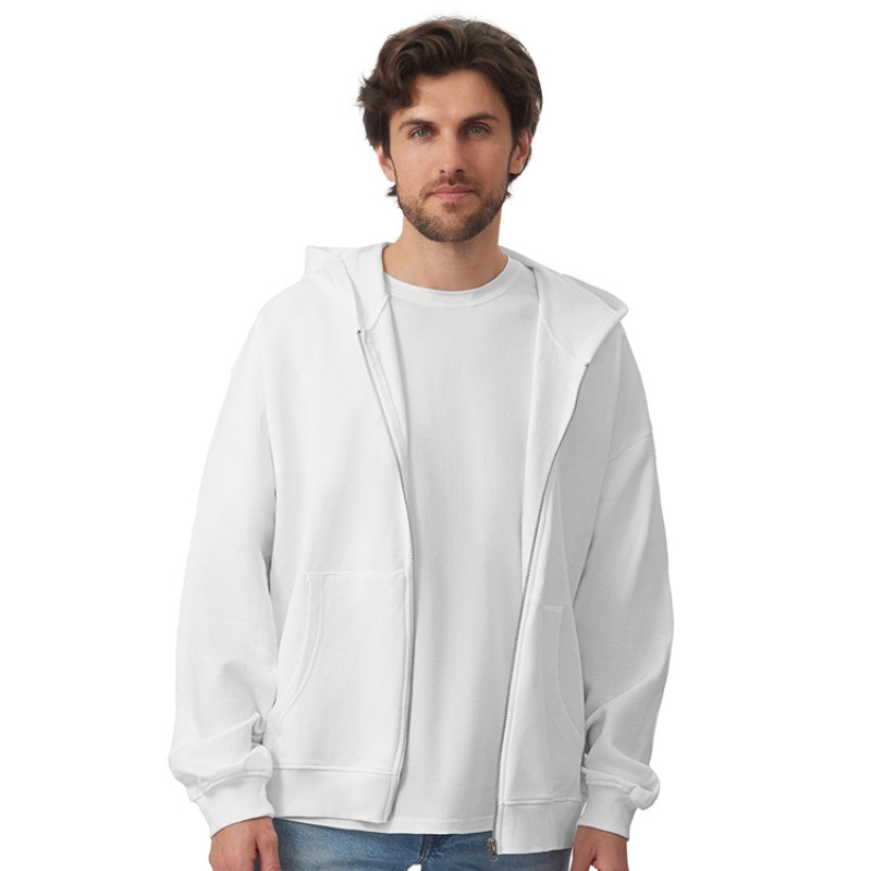 Толстовка оверсайз с капюшоном на молнии «Monaco», белый